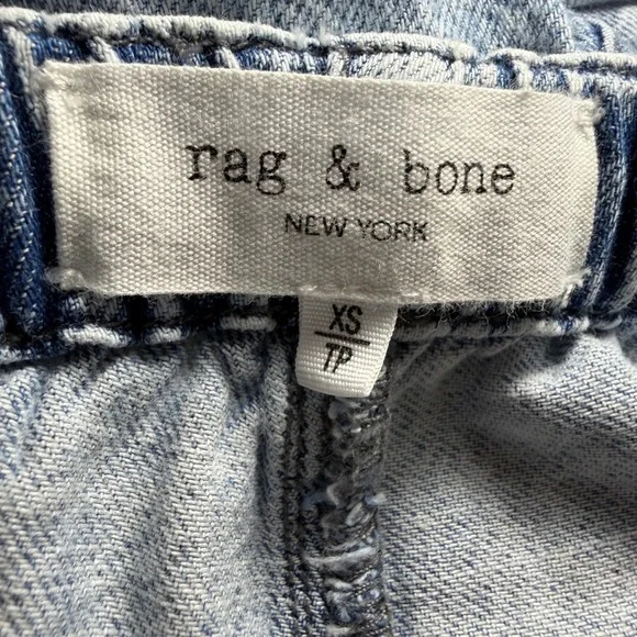 Rag & Bone Kierra Light Wash Acid Denim Drawstring Straight Leg Jeans XS (FLAW